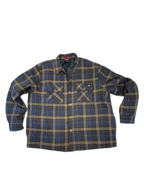 Genuine Dickies Quilted Lined Flannel Shirt Jacket Plaid Blue Brown Men's 2XL